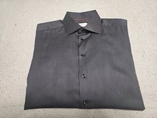 ETON Cambridge Jet Gray Button-Up L/S Sleek Dress Shirt SZ Large 42/16.5