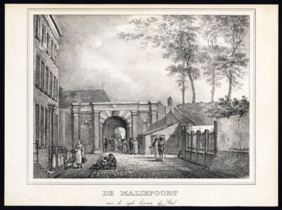 Antiker Druck-UTRECHT-MALIEBAAN-TOR-STADTMAUER Hardenbergh-Houtman-1830
