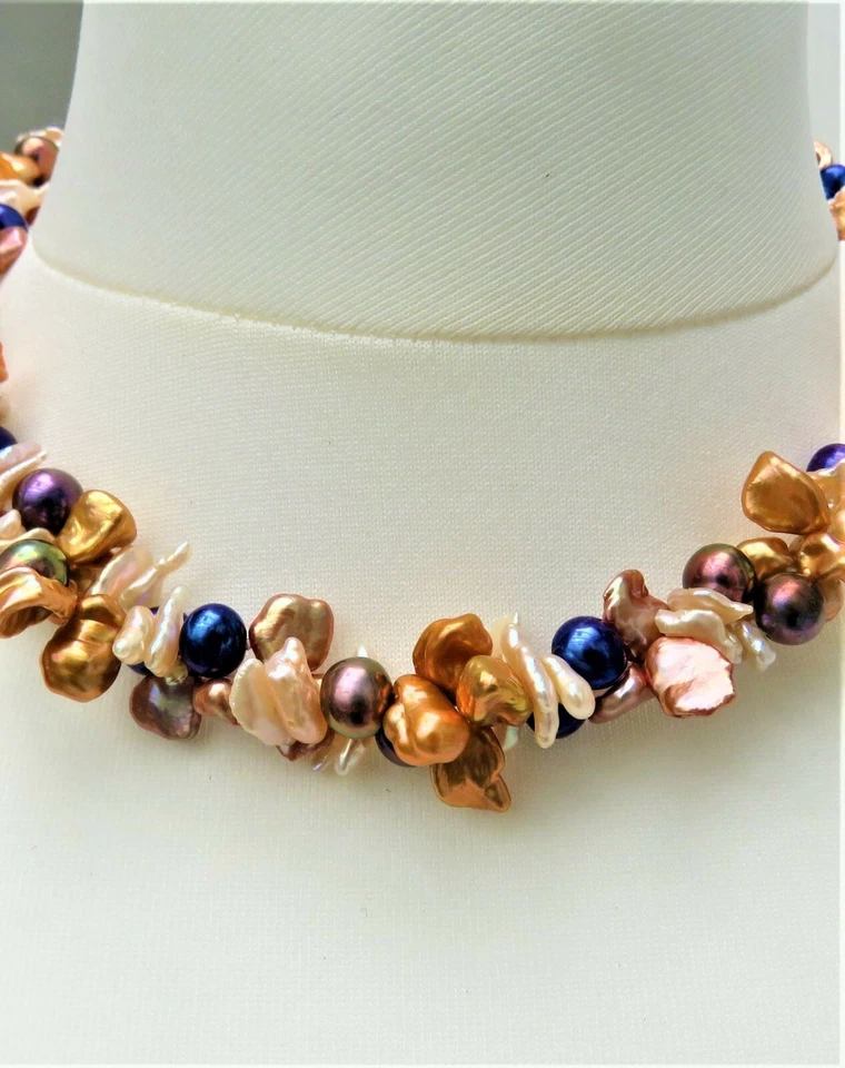 Keshi Perlen Kette Süßwasser Perlen Kette Unikat Perlenkette handgefertigt 5037 - Bild 2 von 4