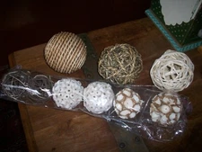9pc Decorative Twine Wickerball Rattan Balls 2/4" Size Table Decoration Hanging