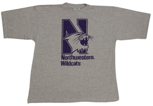Northwestern University Wildcats Mascot w/N Grey T-shirt-8564