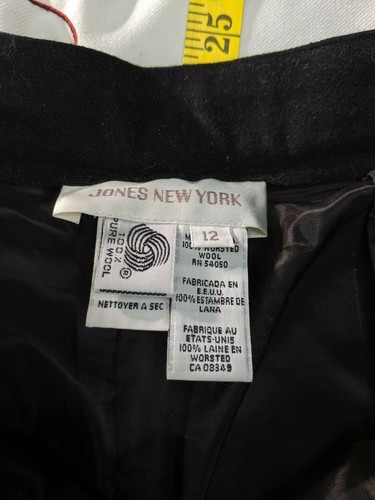 WOMENS JONES OF NEW YORK Black Lined 100% WOOL DRESS PANTS Sz 12 (30" x 29") - Picture 6 of 6