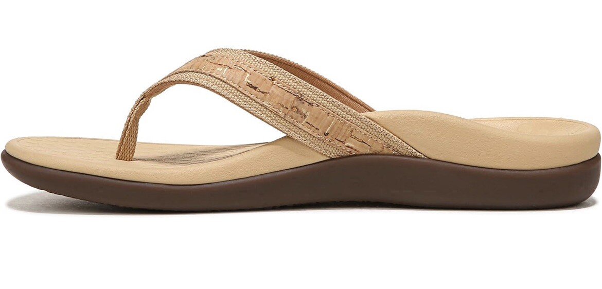 PANTOFOLA D’ORO Sandali Vionic Tide sughero tono oro perizoma slip on taglia 6 comodi supporto arco plantare