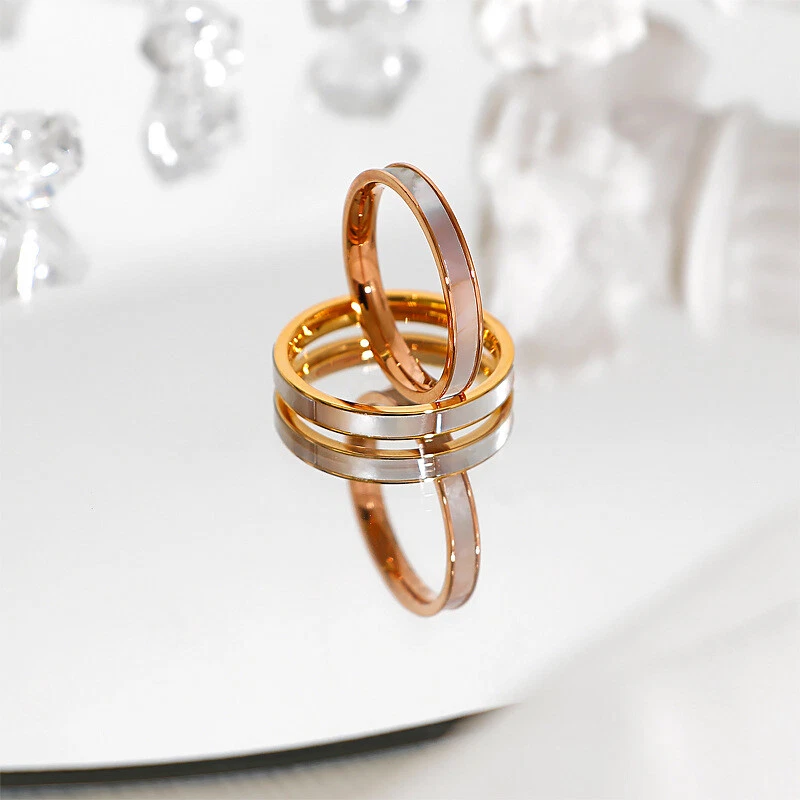 Ring aus Edelstahl mit Perlmutt Farbwahl: Rosegold, Gold - Damen - Bild 2 von 4