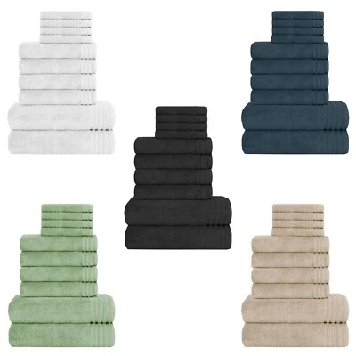 OLIVIA ROCCO 10 Piece Monaco Towels Hotel Quality 100% Cotton Face Hand Bath Towel Bale Set