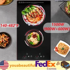 110V Electric Stove Ceramic Cooktop Sensor Touch Control  2 Burners with Plug