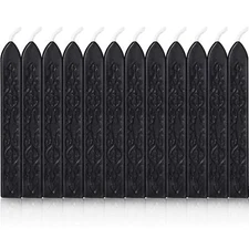 12 Pieces Sealing Wax Sticks with Wicks for Letter Seal Wax Stamp,Wedding Black