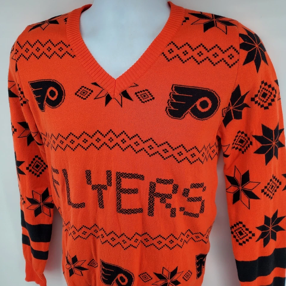 Suéter Philadelphia Flyers Feo Navidad Talla M Naranja Foto 4 de 4