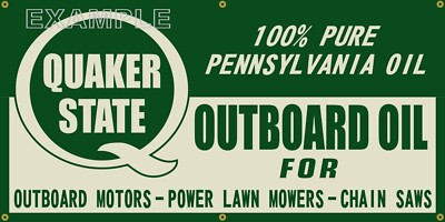 QUAKER STATE OUTBOARD MOTOR OIL VINTAGE OLD SCHOOL SIGN REMAKE BANNER ART MURAL