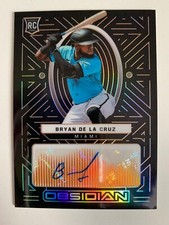 2022 Panini Obsidian orange rc auto BRYAN DE LA CRUZ #ed 2/49! Miami Marlins