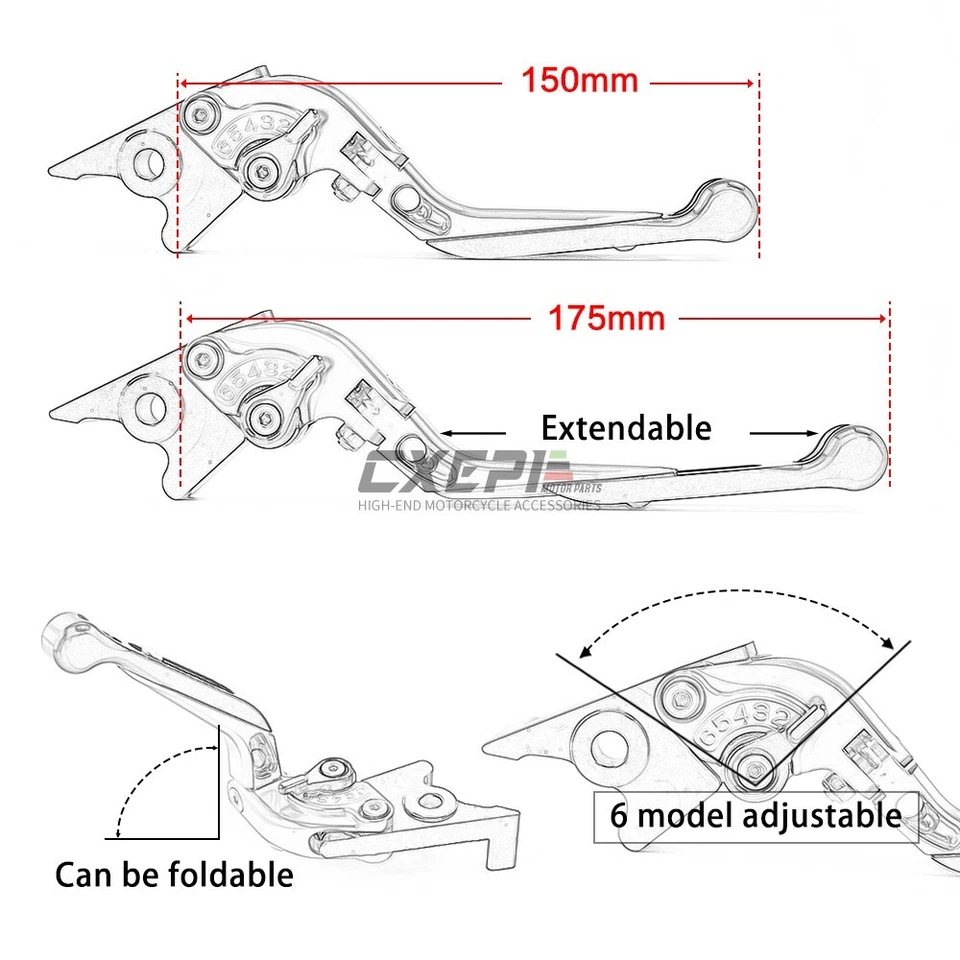 For Aprilia TUONO V4R / Factory 2011-2016 CNC Extendable Brake Clutch Levers - Image 2 of 4