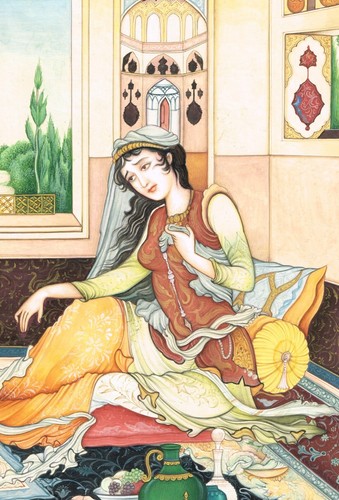 Persian Miniature Painting Of Persian Woman (Queen) Fine Art On Paper 6.5x9 Inch - Picture 4 of 6