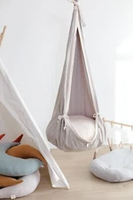 Gorgeous LIGHT GREY Kids Cocoon Swing | 100% natural + POLYESTER filled pillow