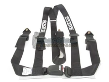 Sparco Racing Seat Belt Safety Harness Street Tuner Black 2-Inch 3-Point Bolt-In