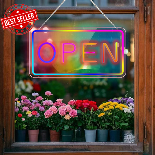 Multicolour LED Open Sign for Business,Flashing & Scrolling Neon Light with Butt - Picture 12 of 12