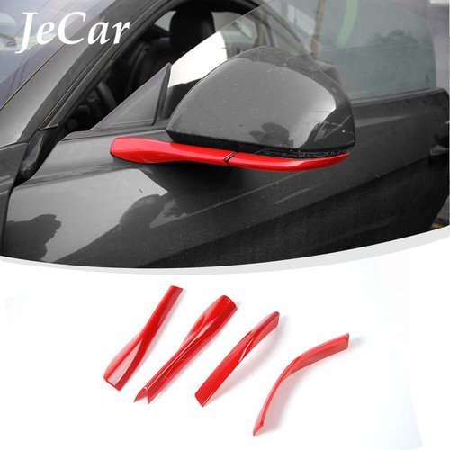 CheroCar Red ABS Rearview Mirror Pedestal Trim Strips For Ford Mustang 2015+