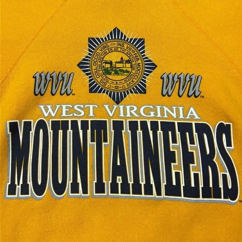 Vintage West Virginia University Mountaineers Sweatshirt mit Rundhalsausschnitt XL gelb hergestellt in den USA - Bild 4 von 11
