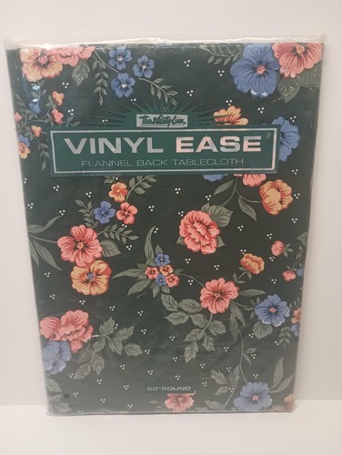 Town & Country Linen Flannel Back Vinyl Tablecloth 60" Round Floral Pattern