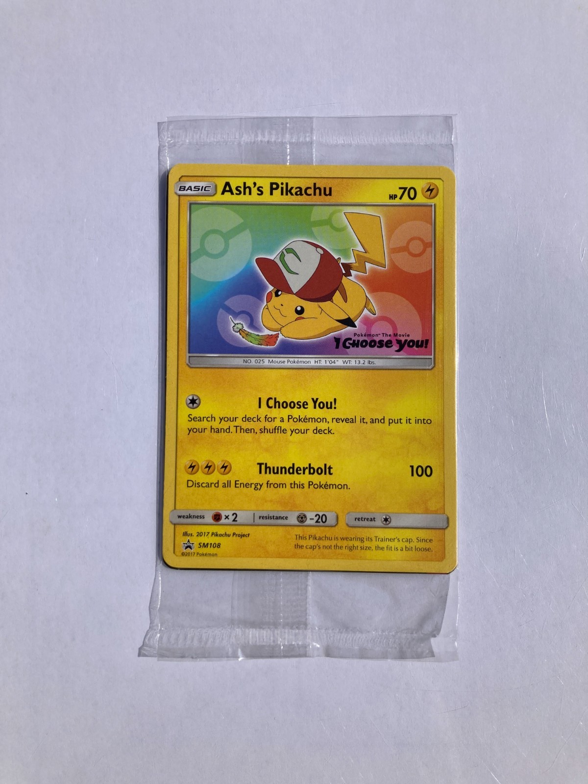 Sealed "I choose you!" Movie Promo Ash's Pikachu (SM108) NM/Mint