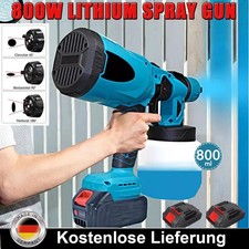 800W Farbspr&uuml;hsystem Elektrische Farbspritzpistole Lackierpistole Mit 2 Akku