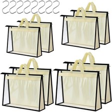 8 Pack Handbag Dust Bags Clear Purse Storage Organizer For Closet Hanging Zipper