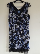 Simply Vera Wang Blue Floral Mini Dress Flowy Pull over Lined  XL