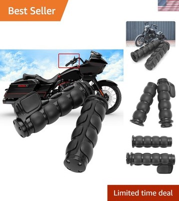 1-Inch Motorcycle Handlebar Grips - Durable Black Aluminum with Throttle Control