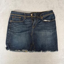 Gap Denim Mini Skirt Frayed Hem Blue Size 12