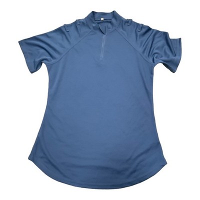Wicking Top Female Blue Shirt Short Sleeve Epaulette Loops WKS62FA