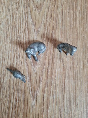 Miniatur Metall Tiere, Hund, Katze und Maus