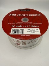 Kirkland Signature Christmas Wire Edged Ribbon 50 Yards - Happy Holidays Candy
