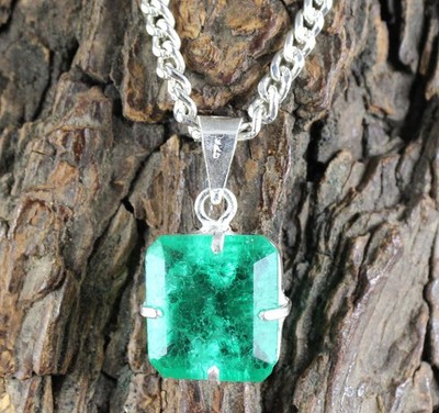 Kolumbianisch Grün Smaragd 11.40 CT Natürlich Schliff Edelstein Certified Pendel