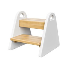 Toddler Step Stool Wooden Kids Potty Training Handle Rounded Corner New White