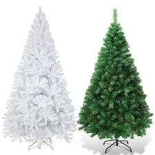 4/5/6/7FT White Green Christmas Tree Spruce Realistic Artificial Bushy Pine Xmas