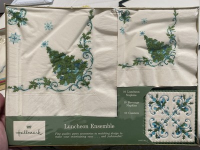 Hallmark Christmas Tree Luncheon Ensemble Paper Napkins Coasters SEALED 1970s