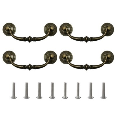 4Pcs Shabby Elegant Bronze Pulls for Wardrobes Cupboards and Kitchen Cabinets