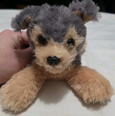 Aurora 8'' Plush Scotty Puppy Dog/ Wolf Gray & Brown Beans Stuffed Animal Toy