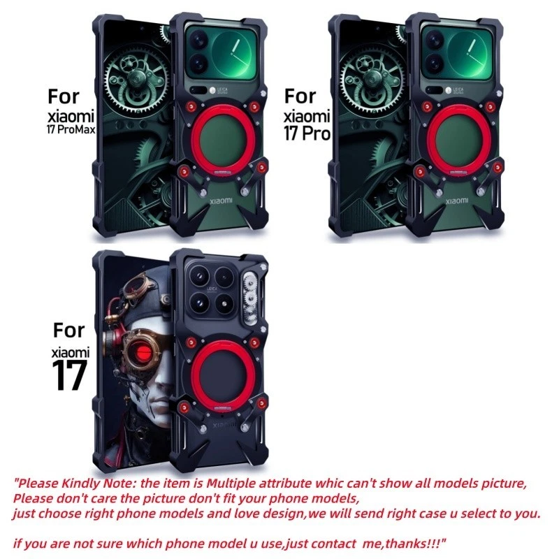 For Xiaomi 17 Pro Max / 17 Pro / 17 Metal Aluminum Rimless 360