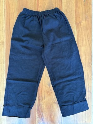 Women's Linen Moei Capri Pants Black Size S