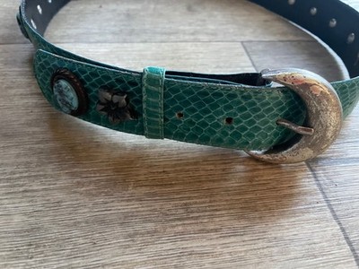 Vintage MZ Wallace Accessories of New York Genuine Snakeskin Belt Turquoise