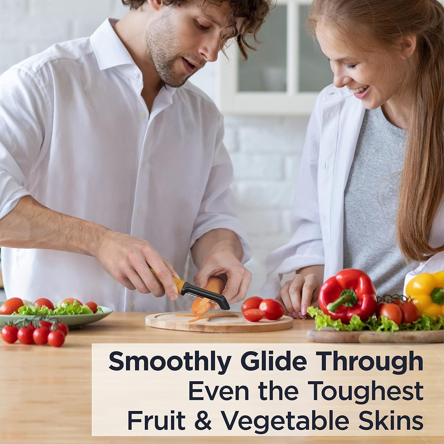 Versatile Pro Vegetable Peeler - Sharp Blades & Hand Grip for All Fruits, Orange