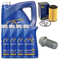MotoröL Filter Set Mannol 10W-40 API SN 9 Liter + Schraube FüR Mercedes Vito Bus