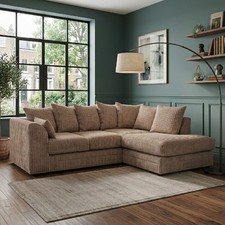 Jumbo Cord Corner 3 2 Seater Sofa L shape Modular Couch Arm Chair with footstool