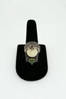 Sterling Silver Garnet Peridot Carved Goddess Ring Bali Style Vintage