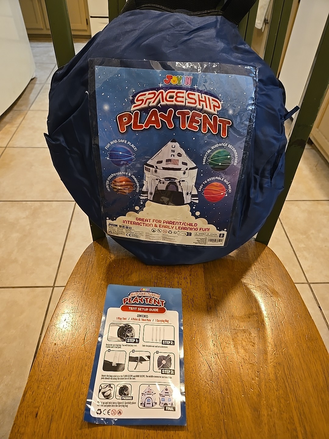 Rocket Ship Play Tent Pop up Play Tent Kids Indoor Outdoor Spaceship Playhouse