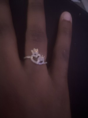 10k Gold Diamond Ring Women Round Diamond King Crown Ring