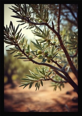 Intime Olivenzweige gerahmtes Wandbild Poster Leinwanddruck Bild