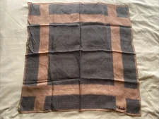 Vintage Paoli Tan & Brown Check 100% Acetate Scarf  22” x 22” Japan