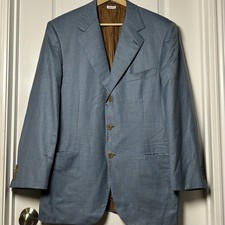 Brioni Made in Italy Blue Plaid Sport Coat Quiet Luxury Designer Timeless Style