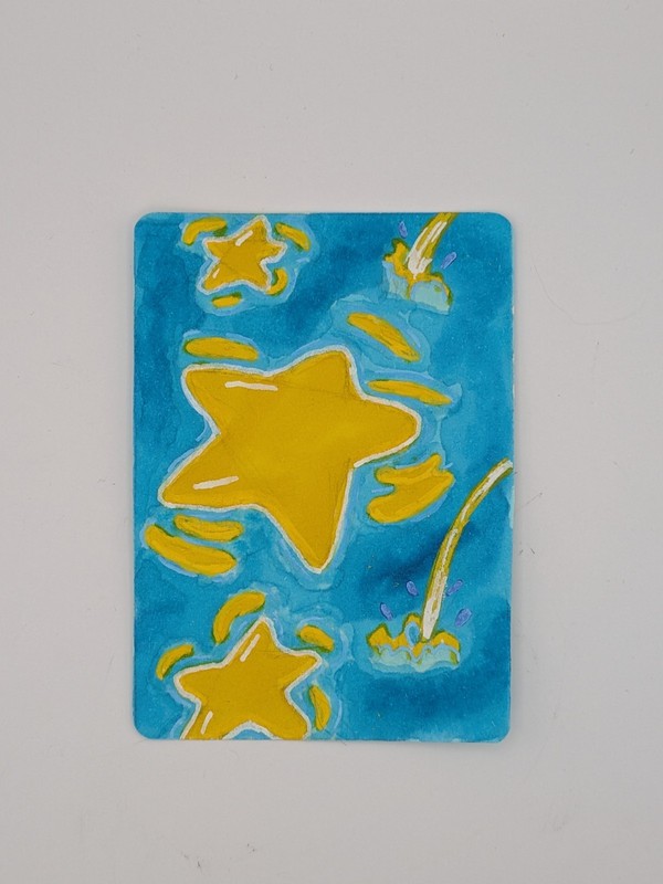 ACEO Art Card Original Mixed Media Fallen Stars 2.5in x 3.5in The Pendragon Arts